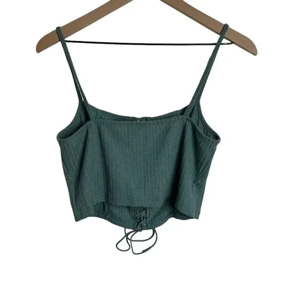 Shein Curve Heather Sage Green Crop Top Size 0XL (12 US) - Picture 2 of 8